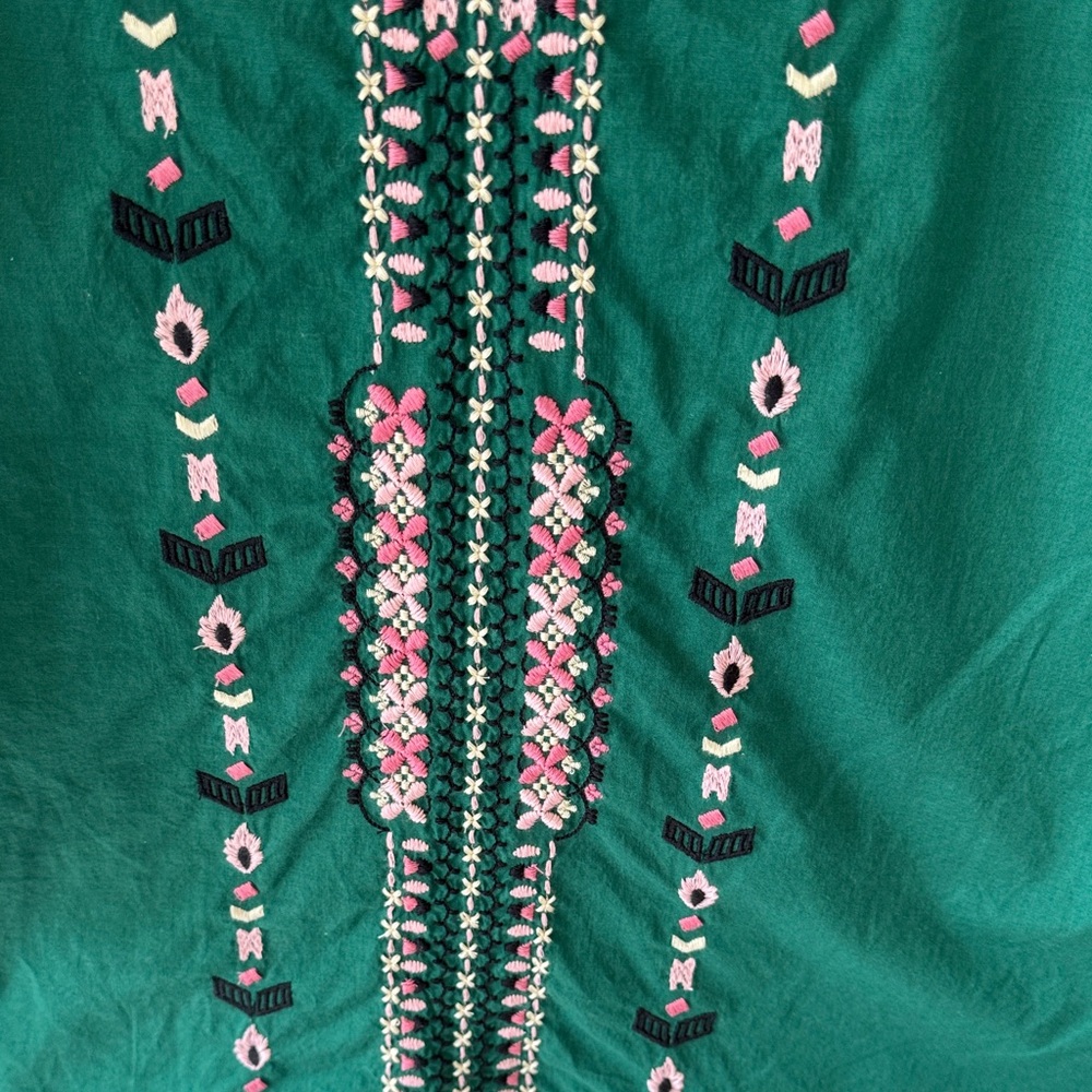 J. Jill Embroidered Green Floral Women's Tunic Top - Picture 7 of 11